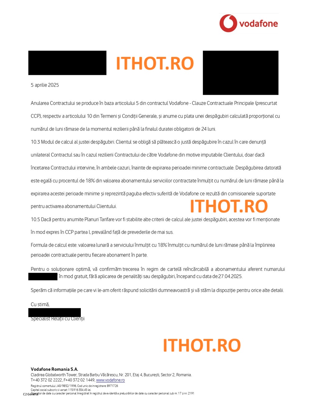 Reziliere Contract Telekom Pe Cale Amiabila